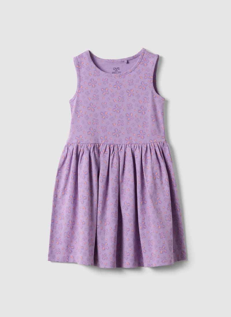 Ovs OVS Purple Pure Cotton Dress With Floral Print