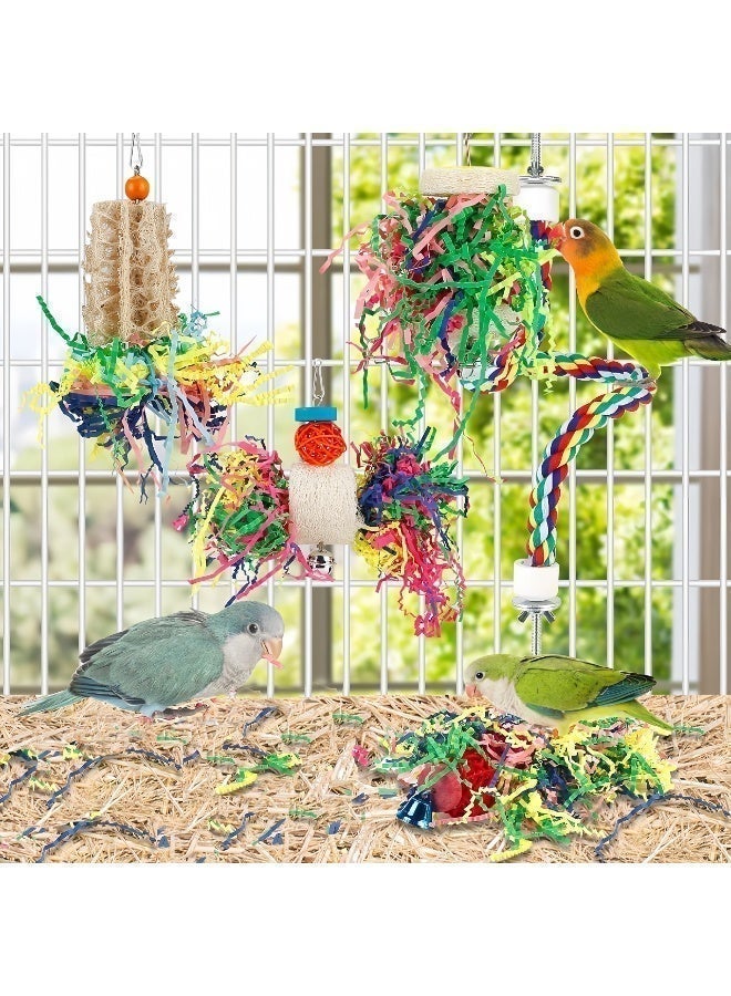 سيسلي لعبة طيور للببغاء ألعاب البحث عن الطعام مجموعة ألعاب مضغ وتعليق مع ورق ممزق إكسسوارات قفص الطيور مناسبة للكونور والكوكاتيل والبادجي وطيور الحب والببغاء الصغير - Image 2