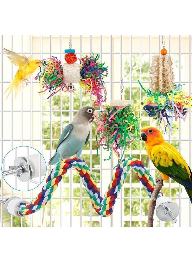 سيسلي لعبة طيور للببغاء ألعاب البحث عن الطعام مجموعة ألعاب مضغ وتعليق مع ورق ممزق إكسسوارات قفص الطيور مناسبة للكونور والكوكاتيل والبادجي وطيور الحب والببغاء الصغير - Image 4
