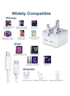 Generic iPhone 20W Fast Charger | USB C Wall Fast Charger with USB C to Lightning Cable for iPhone 16 15 14 13 12 11 Pro Max Plus Mini, iPad, AirPods, MacBook Air  - Image 2