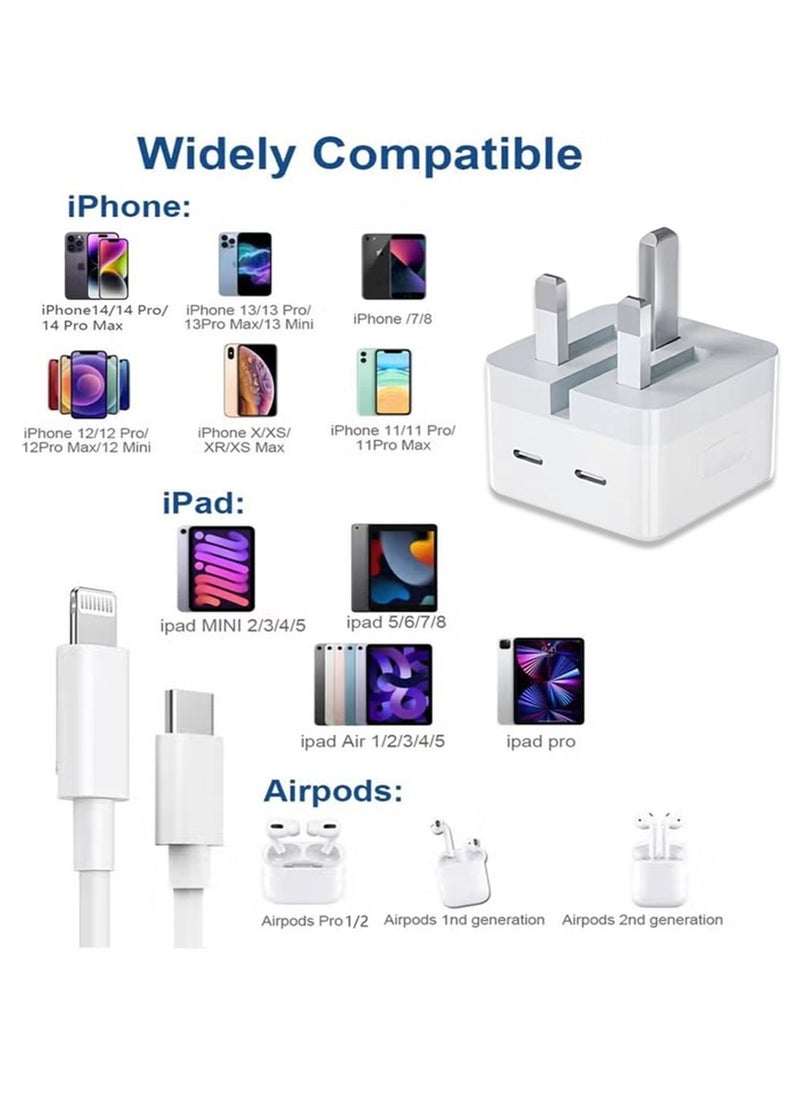 Generic iPhone 20W Fast Charger | USB C Wall Fast Charger with USB C to Lightning Cable for iPhone 16 15 14 13 12 11 Pro Max Plus Mini, iPad, AirPods, MacBook Air  - Image 2