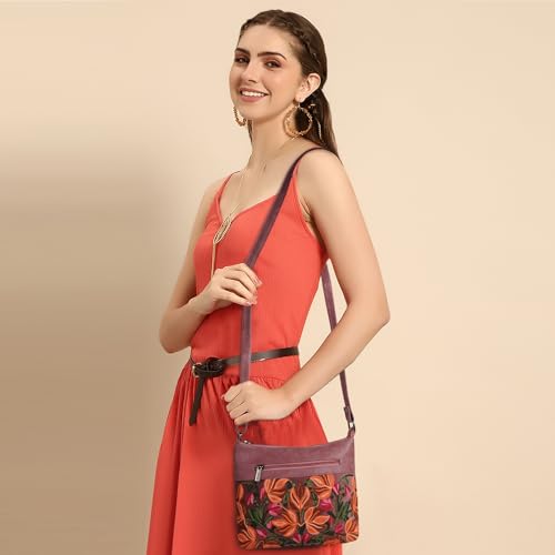 EVEDA Synthetic Leather Gorgeous Embroidered Stylish Design Shoulder Crossbody Side Sling Bag For Women - Image 3