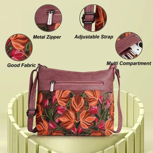 EVEDA Synthetic Leather Gorgeous Embroidered Stylish Design Shoulder Crossbody Side Sling Bag For Women - Image 5