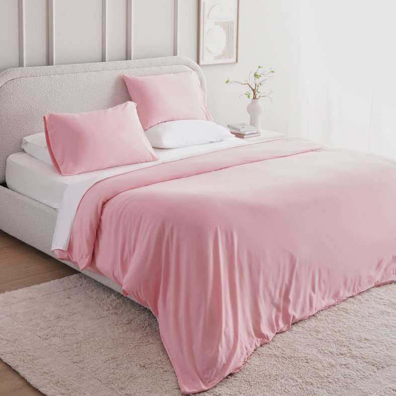 Pan Home Prime Base Cotton Jersey 3-piece Queen Duvet Cover 200x200cm - Pink