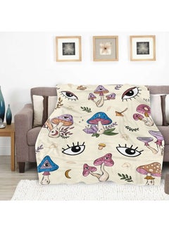 Sowide Eyes Mushroom Soft Decor Fleece Blanket Lightweight Funny Eyes Mushrooms Throw Blanket for Couch Sofa Bed Mushroom Decor Birthday Gifts Blankets for Adult Baby Kids Pet Blanket All Season 50"x60"  - Image 3