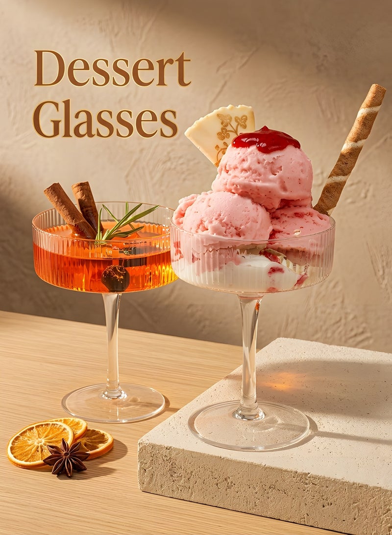 بيوينتي بيونتي اكواب كوبيه مضلعة من 4 قطع، مجموعة اكواب كوبيه كلاسيكية 10 اونصة، اكواب مارتيني، اكواب ويسكي، اكواب مارغريتا، اكواب شامبانيا للكوكتيل والحلوى والهدايا - Image 5