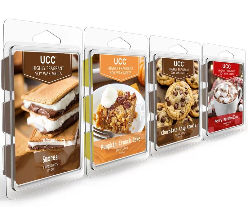 UCC Fall Wax Melts, Premium Plant Based Natural Autumn Soy Scented Melts Cubes, Wax Melts Tarts, Colored Wax Melt - 4 Pack - Image 1