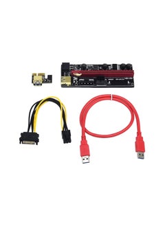 يوروماكس VES-009S (عبوة 6 قطع) PCIE Riser 1X to 16X Graphics Extension for GPU Mining Powered by BAY Direct 60cm USB 3.0 Cable 4 Solid Capacitors، 2 6PIN and Molex 3 Power Options  - Image 3