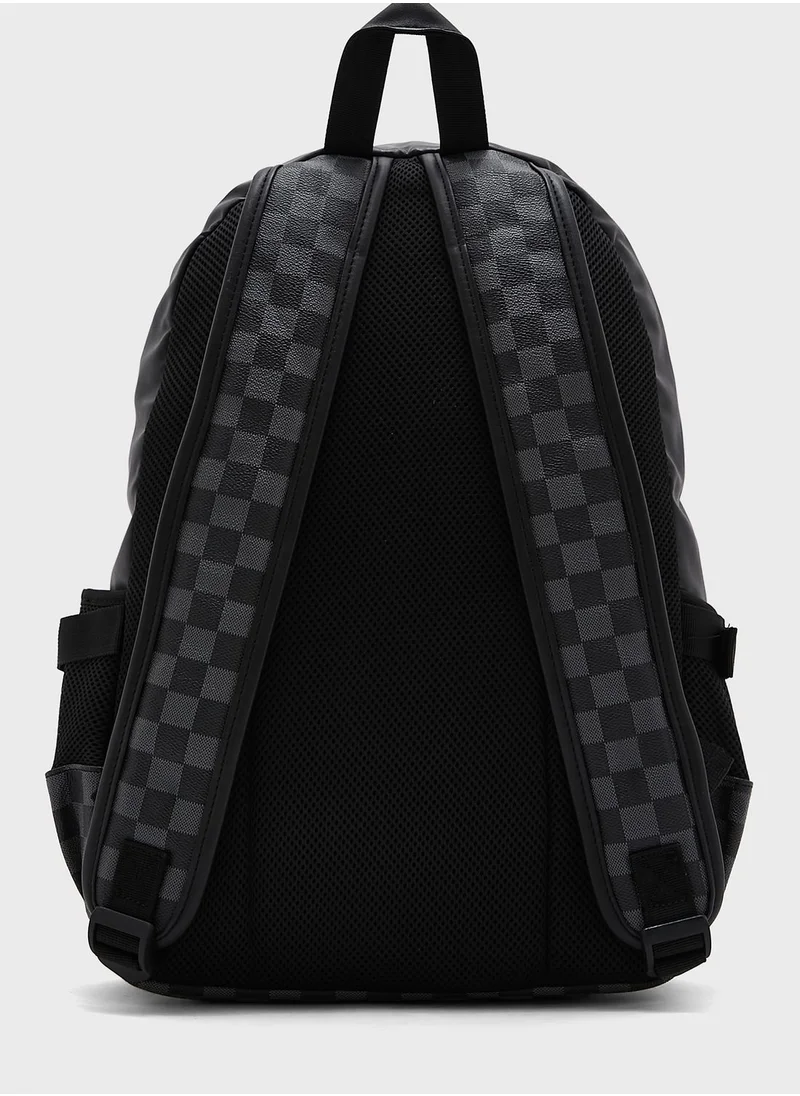 Robert Wood Check Print Backpack With Laptop Sleeve