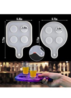 Generic 2PCS Shot Glass Serving Tray Resin Silicone Mold Tools 8 Holes Silicone Glass Holder Flight Paddle Serving Board DIY Craft Epoxy Casting Mold for Party Home Decor  - Image 3