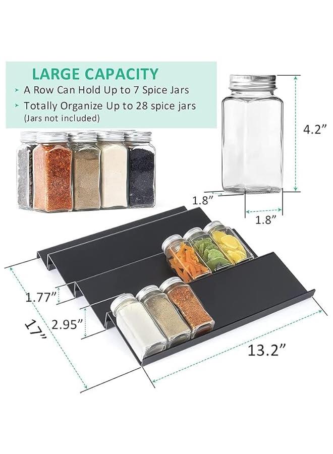 HOOKOR Spice Drawer Organizer, Acrylic Spice Rack Organizer for Kitchen Drawer, 4 Slanted Tier Expandable Drawer Inserts for Spices, for Cabinet,Black - Image 2