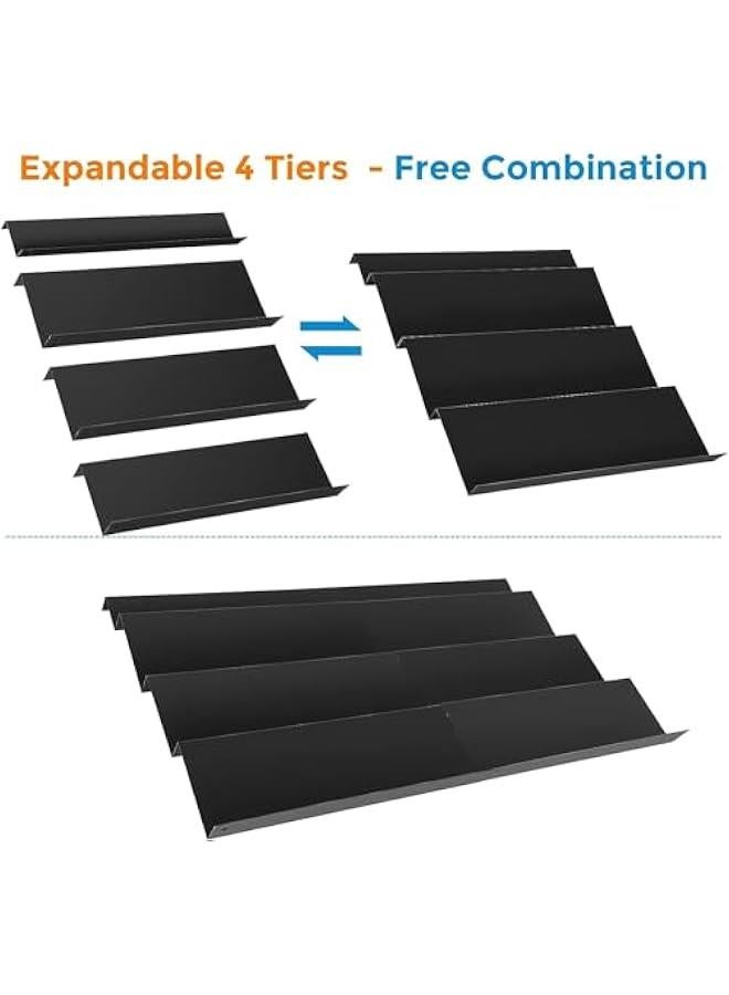 HOOKOR Spice Drawer Organizer, Acrylic Spice Rack Organizer for Kitchen Drawer, 4 Slanted Tier Expandable Drawer Inserts for Spices, for Cabinet,Black - Image 4
