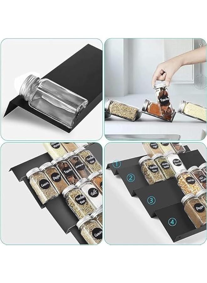 HOOKOR Spice Drawer Organizer, Acrylic Spice Rack Organizer for Kitchen Drawer, 4 Slanted Tier Expandable Drawer Inserts for Spices, for Cabinet,Black - Image 5