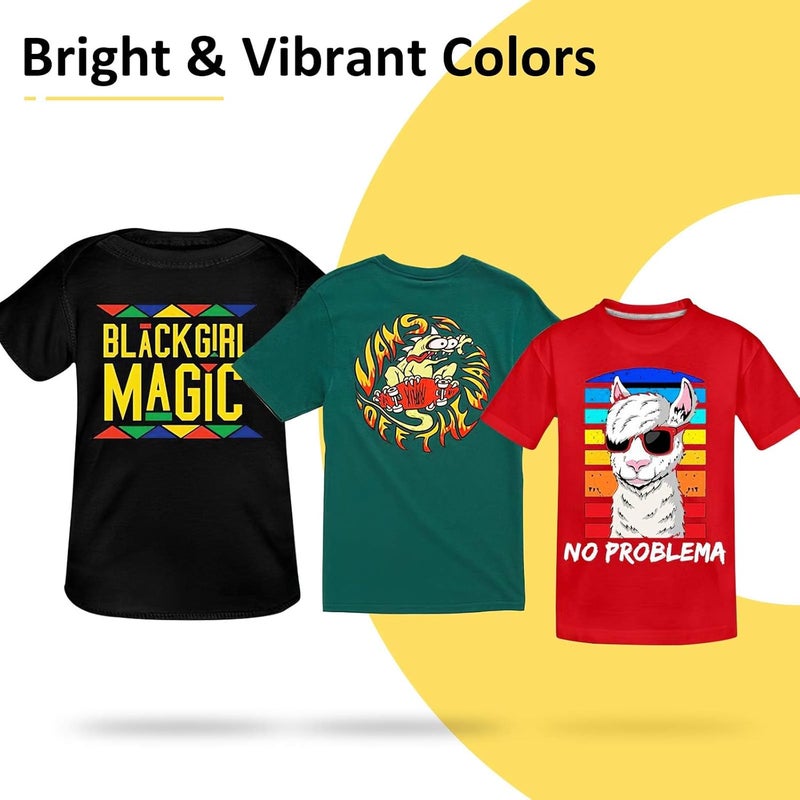 HTVRONT ورق نقل الحرارة للتي شيرتات 20 ورقة، 8.5" × 11" فينيل نقل الحرارة القابل للطباعة، ألوان زاهية وورق نقل حراري متين للأقمشة الداكنة - Image 3