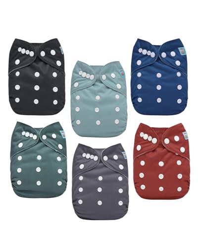 ALVABABY Baby Cloth Diaper 6 Pack with 12 Inserts One Size Cloth Diaper Covers Adjustable Washable Reusable for Baby Girls and Boys - Image 1