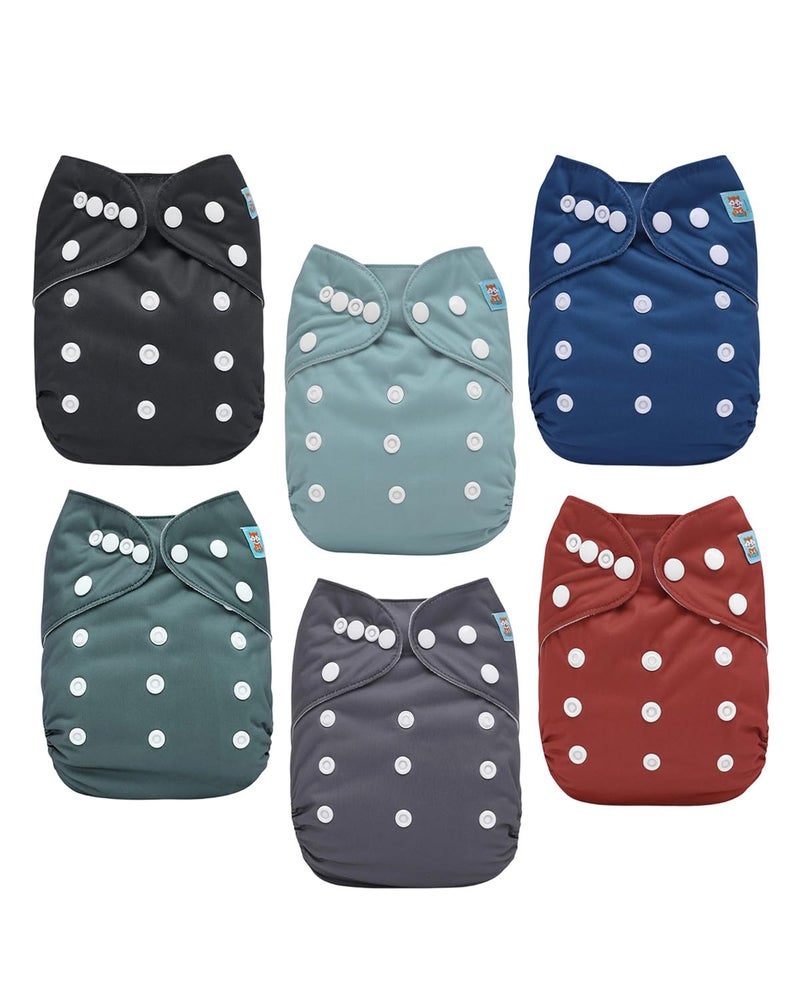 ALVABABY Baby Cloth Diaper 6 Pack with 12 Inserts One Size Cloth Diaper Covers Adjustable Washable Reusable for Baby Girls and Boys - Image 2