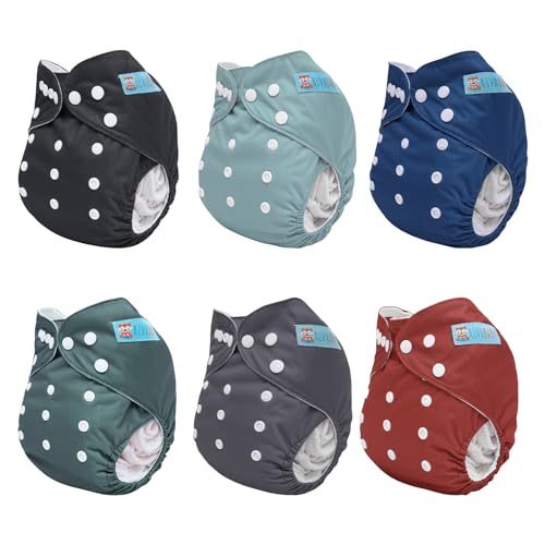 ALVABABY Baby Cloth Diaper 6 Pack with 12 Inserts One Size Cloth Diaper Covers Adjustable Washable Reusable for Baby Girls and Boys - Image 3