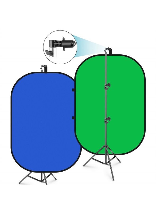 NEEWER 5x7ft/1.5x2m Chromakey Green Screen Blue Green 2 in 1 Double Sided Pop Up Collapsible Backdrop with Support Stand, Foldable Panel for Photo and Video Shooting, Live Streaming, Gaming - Image 1