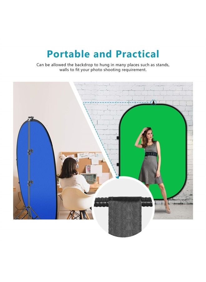 NEEWER 5x7ft/1.5x2m Chromakey Green Screen Blue Green 2 in 1 Double Sided Pop Up Collapsible Backdrop with Support Stand, Foldable Panel for Photo and Video Shooting, Live Streaming, Gaming - Image 3