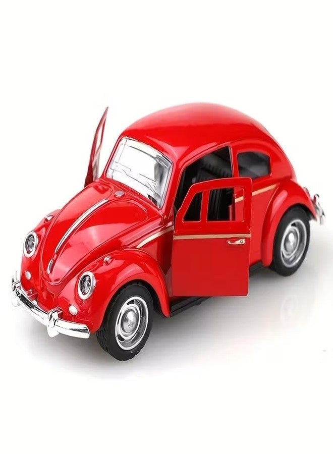 HITRUZ 1:36 Scale Vintage Die Cast Metal Car Toy for Kids Pull Back Action Classic Beetle Model Mini Car with Opening Doors Premium Small Toy Car Gift for Boys Girls 3+ Years (Red) - Image 1