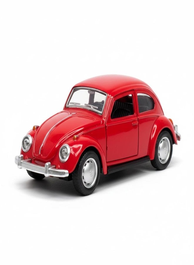 HITRUZ 1:36 Scale Vintage Die Cast Metal Car Toy for Kids Pull Back Action Classic Beetle Model Mini Car with Opening Doors Premium Small Toy Car Gift for Boys Girls 3+ Years (Red) - Image 4
