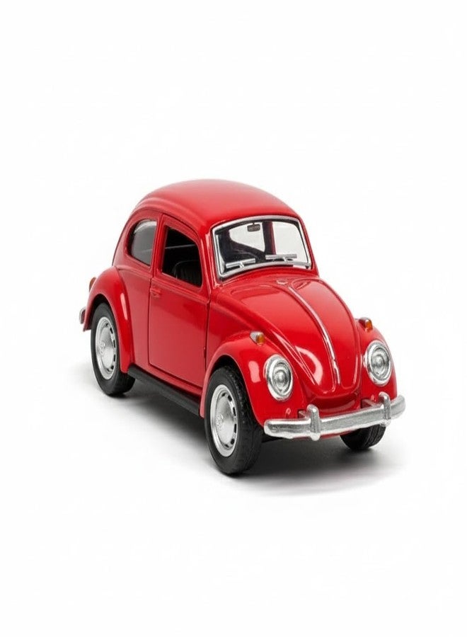 HITRUZ 1:36 Scale Vintage Die Cast Metal Car Toy for Kids Pull Back Action Classic Beetle Model Mini Car with Opening Doors Premium Small Toy Car Gift for Boys Girls 3+ Years (Red) - Image 3