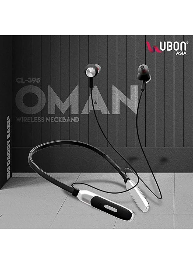 ubon مجدد - سماعة بلوتوث Cl-395 سلسلة عمان، سلكية حول العنق - أسود - Image 2