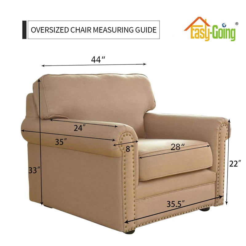 Easy-Going Stretch Oversized Chair Sofa Slipcover 1-Piece Couch Sofa Cover Furniture Protector Soft with Elastic Bottom for Kids Spandex Jacquard Fabric Small Checks Dark Gray - Image 5