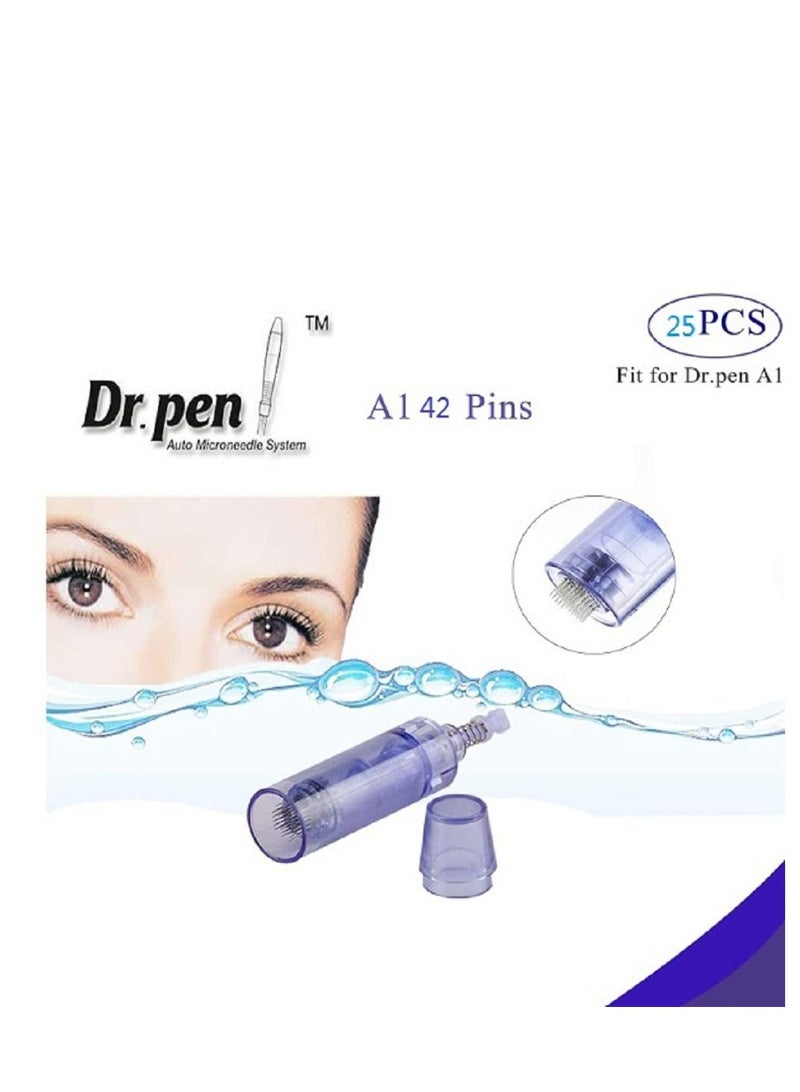 خراطيش بديلة من Dr.pen إبر للاستعمال مرة واحدة متوافقة مع قلم ديرما A1 (25 قطعة ، 42 دبابيس)
