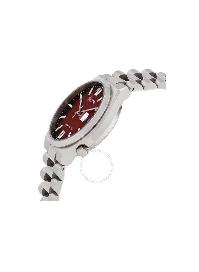 CITIZEN ساعة يد أوتوماتيكية للرجال من سيتيزن مصنوعة من الفولاذ المقاوم للصدأ - مجموعة تسويزا - Nj0150-56W، لون القرص: أحمر، لون السوار: فضي - Image 2