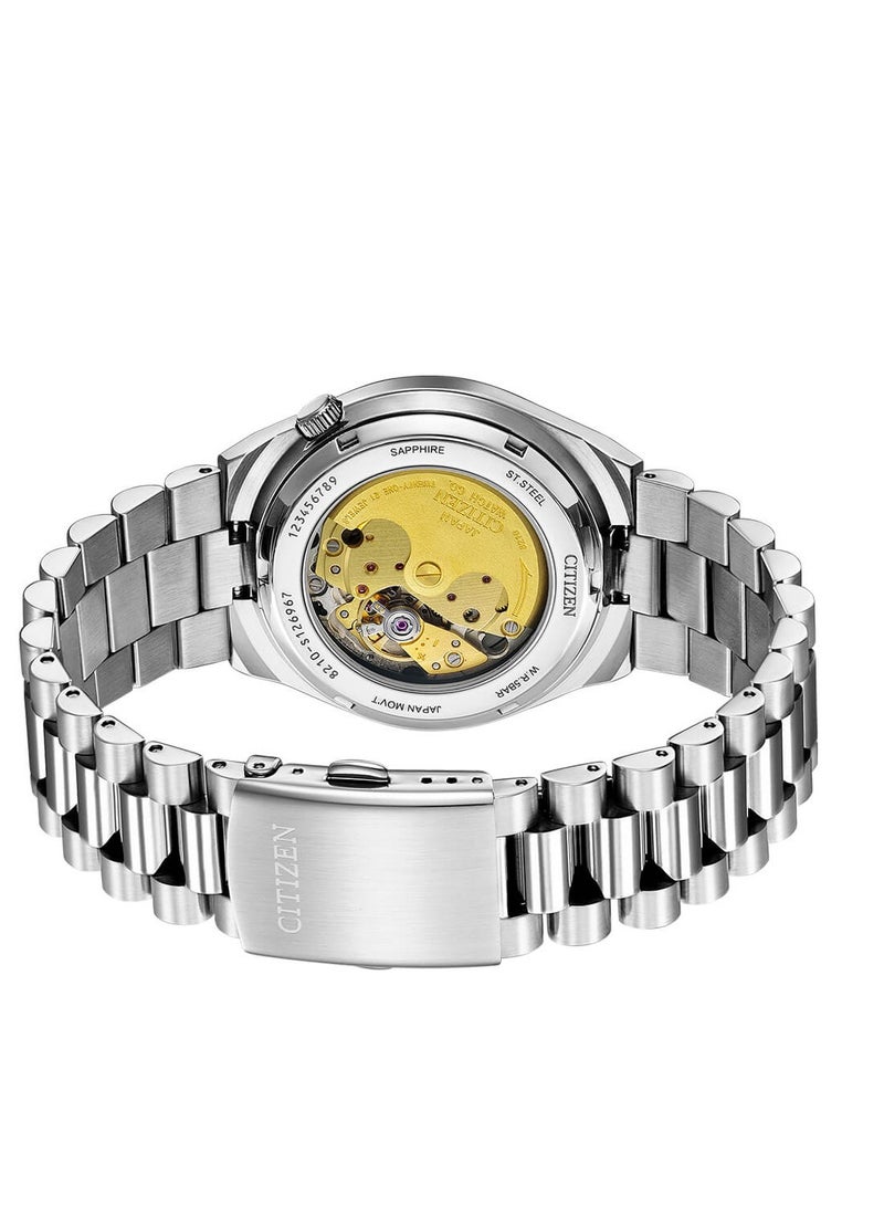 CITIZEN ساعة يد أوتوماتيكية للرجال من سيتيزن مصنوعة من الفولاذ المقاوم للصدأ - مجموعة تسويزا - Nj0150-56W، لون القرص: أحمر، لون السوار: فضي - Image 3