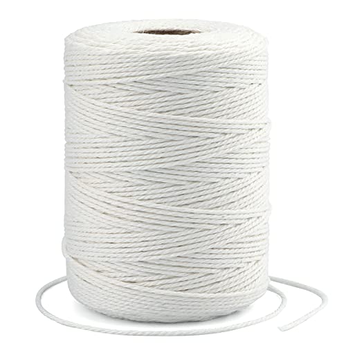 G2PLUS White String, 2MM 656 Feet White Cotton String, Cotton Bakers Twine for Meat, Roasting, Gift Wrapping, Gardening, Macrame, DIY Art & Crafts (200M/218Yard,12Ply) - Image 1