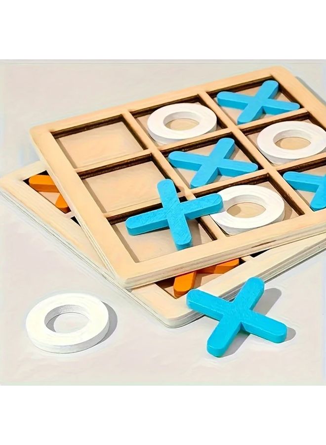 Blue Solid Wood Tic Tac Toe Game Set Of 10 For Family Board Game Night - Image 3