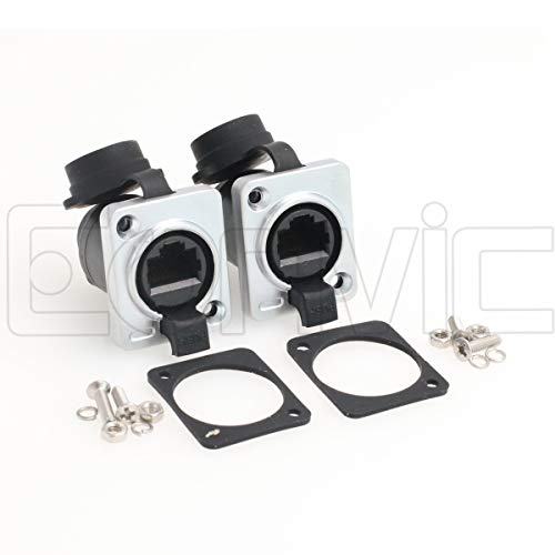Eonvic RJ45 Panel Mounting Shielded IP65 Waterproof Ethernet LAN Cable Socket Connector 2pcs - Image 1