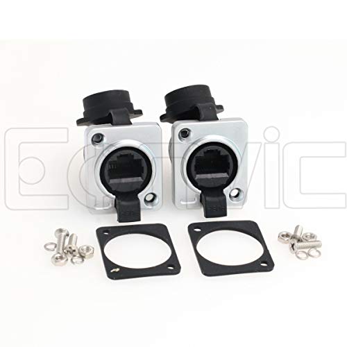 Eonvic RJ45 Panel Mounting Shielded IP65 Waterproof Ethernet LAN Cable Socket Connector 2pcs - Image 4