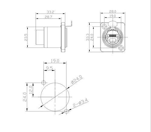 Eonvic RJ45 Panel Mounting Shielded IP65 Waterproof Ethernet LAN Cable Socket Connector 2pcs - Image 5