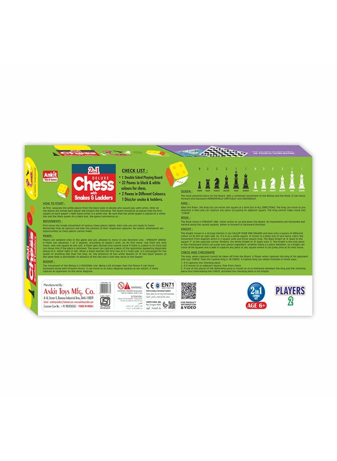 Chess And Snake And Ladders Deluxe Game, Board Size 46x46 Cm