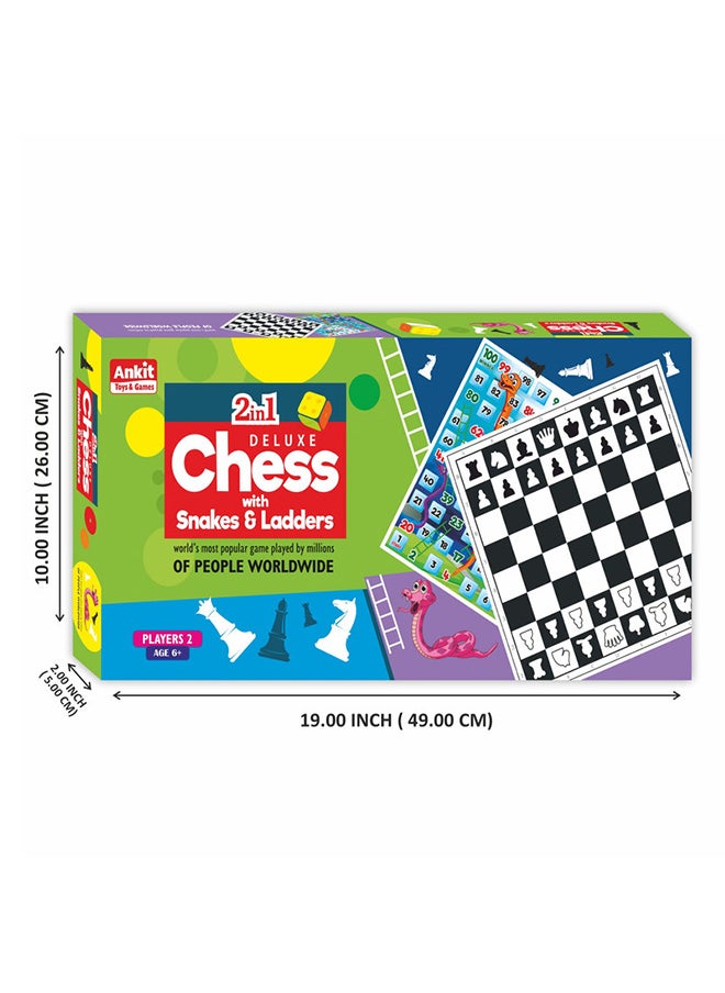 Chess And Snake And Ladders Deluxe Game, Board Size 46x46 Cm