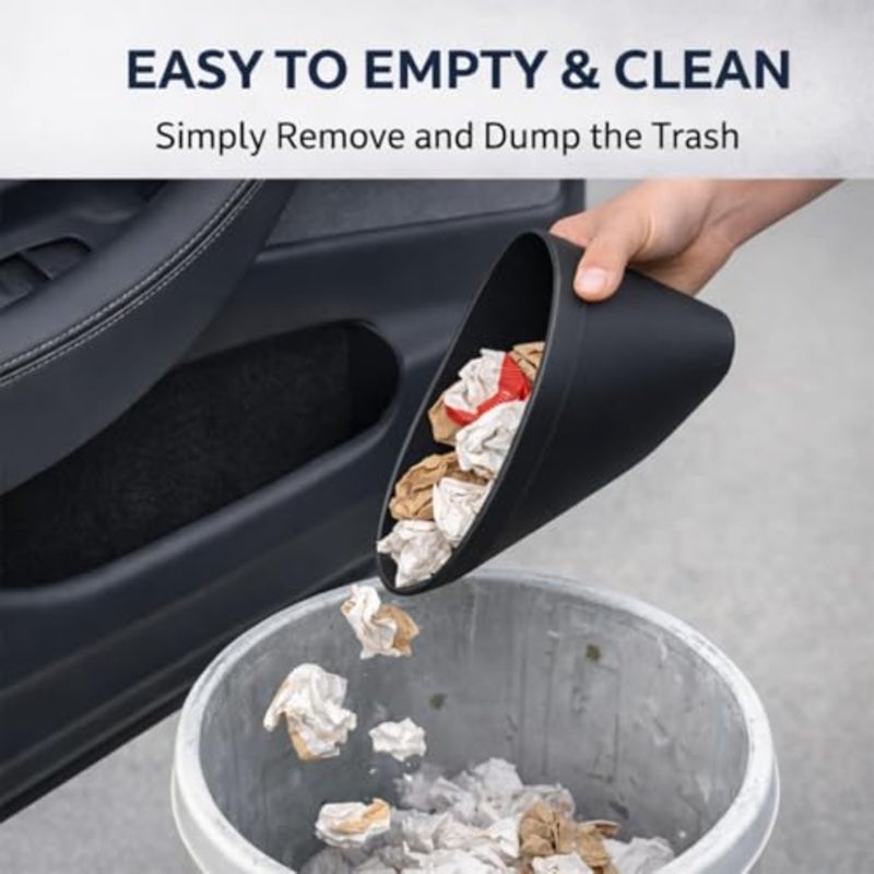 Front Door Trash Bin for Tesla Model Y Juniper 2025 Plus, Side Door Portable Garbage and Storage Organizer, Hands Free Toss Design, Waterproof Flexible TPE, Easy Clean Interior Accessories, 2 Pack - Image 3