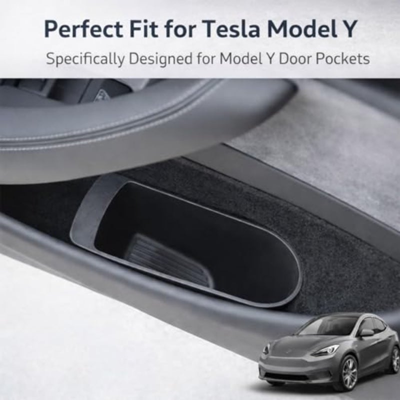 Front Door Trash Bin for Tesla Model Y Juniper 2025 Plus, Side Door Portable Garbage and Storage Organizer, Hands Free Toss Design, Waterproof Flexible TPE, Easy Clean Interior Accessories, 2 Pack - Image 2