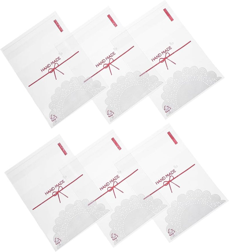 Self Adhesive Cello Bags With Bow Pattern 100 Pack For Candy Bakery Treats - Image 1