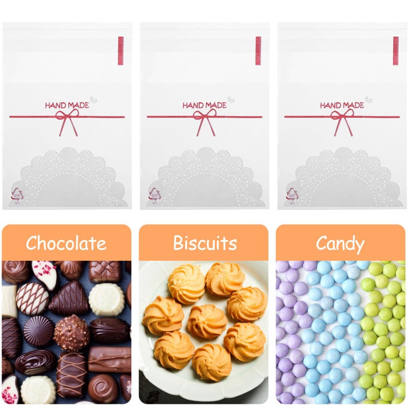 Self Adhesive Cello Bags With Bow Pattern 100 Pack For Candy Bakery Treats - Image 4