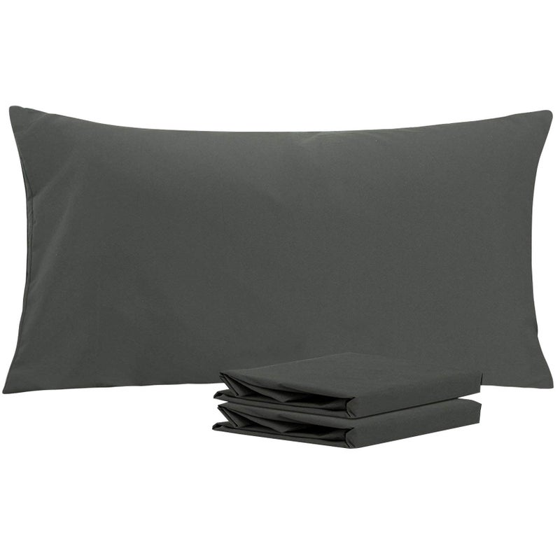 NTBAY King Pillowcase Set - 2 Pack Brushed Microfiber 20x36 Pillowcases - Soft, Wrinkle-Free, Fade-Resistant, Stain-Resistant, Dark Grey Pillowcases with Envelope Closure - 20x36 Inches, Dark Grey - Image 1