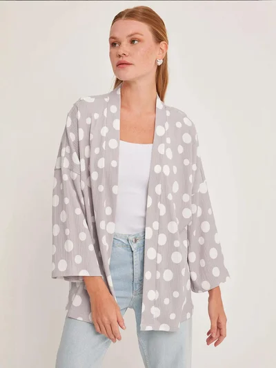 بيغ دارت BDART Textured Loose Fit Shawl Collar Kimono