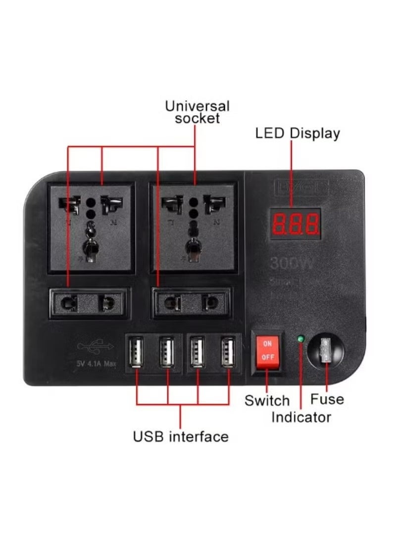 TIGER 200W Car Power Inverter – DC 12V to 220V AC Converter with LED Display, Dual AC Sockets & 4 USB Ports, Modified Sine Wave Car Charger Adapter for Laptop, Phone, Tablet, Car Accessories, Fast Charging Inverter for Travel, Camping & Road Trips  - Image 5