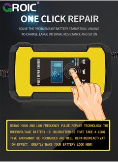 GROIC Car Battery Charger, 6A 12V Battery Maintainer, Smart Automatic Battery Charger, Pulse Repair Charger with LCD Display for Car, Truck, Motorcycle, Marine AGM, Gel, SLA, Wet  - Image 3