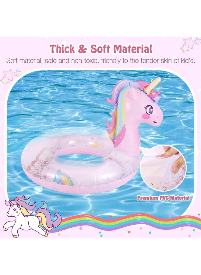 MoKo Inflatable Pool Float-Cute Glitters Sequin Unicorn Swim Tube Rings Inflatable Swimming Toys Floaties Fun Summer Water Floaties For Beach Pool Outdoor Party Water Toy For Children, Pink - Image 2