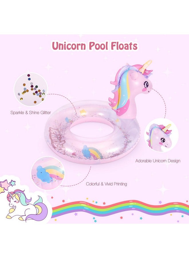 MoKo Inflatable Pool Float-Cute Glitters Sequin Unicorn Swim Tube Rings Inflatable Swimming Toys Floaties Fun Summer Water Floaties For Beach Pool Outdoor Party Water Toy For Children, Pink - Image 3