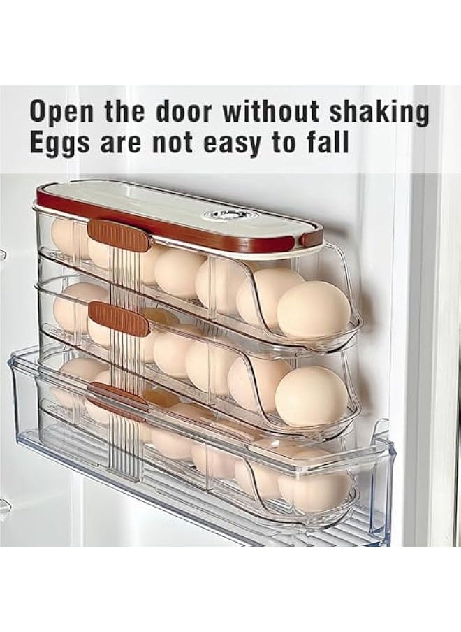 Generic Egg Holder for Fridge Automatic Rolling Egg Dispenser & Organizer Holds 24 Eggs, Space-Saving Refrigerator Egg Tray for Kitchen, Camping, Cabinets, Dining Table Camping Essentials & Kitchen Storage  - Image 3