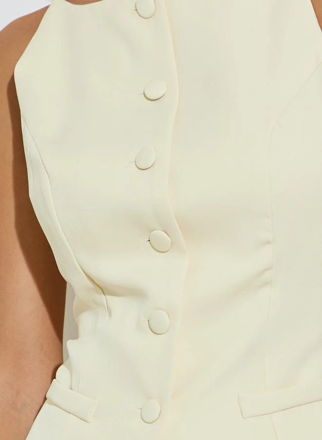 Styli  Yellow Pocket Details Strappy Waistcoat Top for Women | Best Price UAE